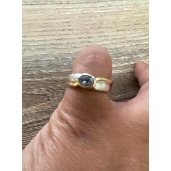 18K Gold and Sterling Silver Lolite Stone Ring Size 7 - Picture 5 of 11